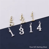 925 Sterling Silver Arabic Numerals Pendant Charm for DIY Bracelet