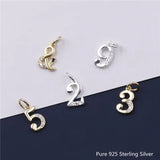 925 Sterling Silver Arabic Numerals Pendant Charm for DIY Bracelet