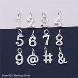 925 Sterling Silver Arabic Numerals Pendant Charm for DIY Bracelet