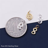 925 Sterling Silver Arabic Numerals Pendant Charm for DIY Bracelet
