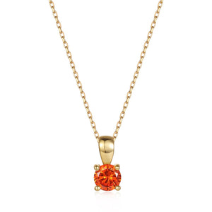 925 Silver Round Birthstone Pendant Necklace Fine Jewelry