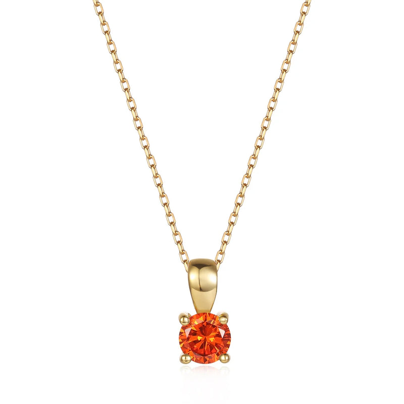 925 Silver Round Birthstone Pendant Necklace Fine Jewelry