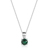 925 Silver Round Birthstone Pendant Necklace Fine Jewelry