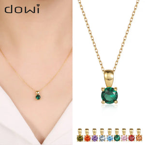 925 Silver Round Birthstone Pendant Necklace Fine Jewelry