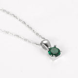 925 Silver Round Birthstone Pendant Necklace Fine Jewelry