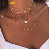 925 Silver CZ Bezel Drip Chandelier Layering Necklace