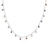 925 Silver CZ Bezel Drip Chandelier Layering Necklace