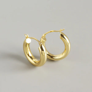 925 Silver Geometric Hoop Earrings Minimalist Fine Jewelry