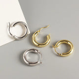 925 Silver Geometric Hoop Earrings Minimalist Fine Jewelry