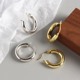 925 Silver Geometric Hoop Earrings Minimalist Fine Jewelry