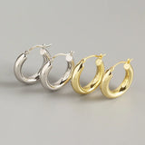 925 Silver Geometric Hoop Earrings Minimalist Fine Jewelry