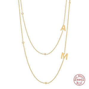 925 Sterling Silver Initial Necklace A-Z 26 Letters Stackable Choker for Women