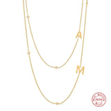 925 Sterling Silver Initial Necklace A-Z 26 Letters Stackable Choker for Women