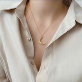 925 Silver Minimalist Hammered Crescent Moon Phase Necklace
