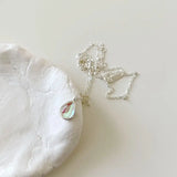 925 Silver Water Drop Pendant Necklace Women Accessory Western Jewelry