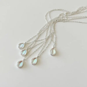 925 Silver Water Drop Pendant Necklace Women Accessory Western Jewelry