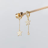 925 Silver Dainty Hoop Earrings Zircon Star Water Drop Asymmetric Earrings