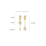925 Silver Dainty Hoop Earrings Zircon Star Water Drop Asymmetric Earrings