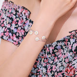 925 Silver Daisy Adjustable Cuff Bracelet for Women