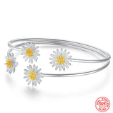 925 Silver Daisy Adjustable Cuff Bracelet for Women
