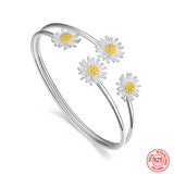 925 Silver Daisy Adjustable Cuff Bracelet for Women