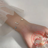 925 Silver Daisy Bee Charm Bracelet Women Girls Wedding Bangle Jewelry