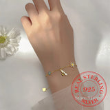 925 Silver Daisy Bee Charm Bracelet Women Girls Wedding Bangle Jewelry