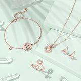 925 Silver Daisy Flower Bee Moonstone Pendant Necklace Women