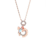 925 Silver Daisy Flower Bee Moonstone Pendant Necklace Women