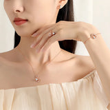 925 Silver Daisy Flower Bee Moonstone Pendant Necklace Women