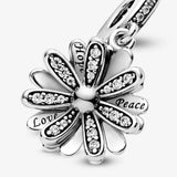 925 Silver Daisy Flower Butterfly Charm Bead Pendant