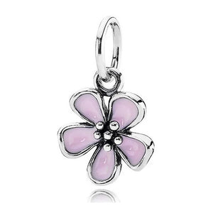 925 Silver Daisy Flower Butterfly Charm Bead Pendant