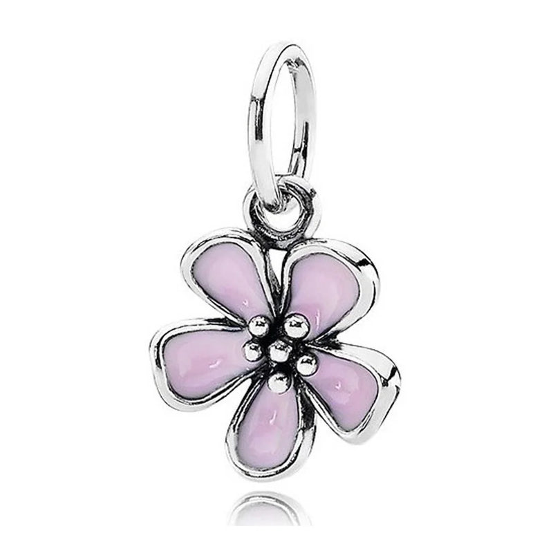 925 Silver Daisy Flower Butterfly Charm Bead Pendant