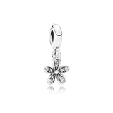 925 Silver Daisy Flower Butterfly Charm Bead Pendant
