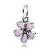 925 Silver Daisy Flower Butterfly Charm Bead Pendant