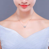 925 Silver Daisy Flower Olive CZ Pendant Choker Necklace For Women Girls