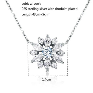 925 Silver Daisy Flower Olive CZ Pendant Choker Necklace For Women Girls