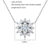 925 Silver Daisy Flower Olive CZ Pendant Choker Necklace For Women Girls