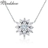 925 Silver Daisy Flower Olive CZ Pendant Choker Necklace For Women Girls