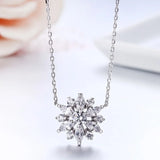 925 Silver Daisy Flower Olive CZ Pendant Choker Necklace For Women Girls