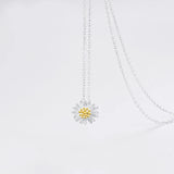 925 Silver Daisy Flower Pendant Necklace Women's Romantic Jewelry