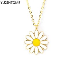 925 Silver Daisy Pendant Necklace Enamel Flower Necklace