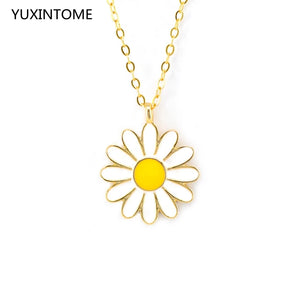 925 Silver Daisy Pendant Necklace Enamel Flower Necklace