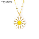 925 Silver Daisy Pendant Necklace Enamel Flower Necklace