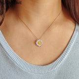 925 Silver Daisy Pendant Necklace Enamel Flower Necklace