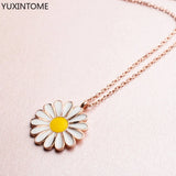 925 Silver Daisy Pendant Necklace Enamel Flower Necklace