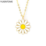 925 Silver Daisy Pendant Necklace Enamel Flower Necklace