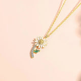 925 Silver Daisy Pendant Necklace Flower Charm