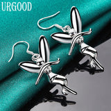 925 Silver Dancing Angel Drop Earrings Party Engagement Wedding