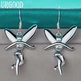 925 Silver Dancing Angel Drop Earrings Party Engagement Wedding
